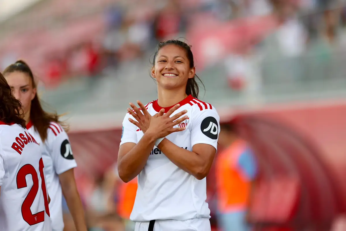 Celebración de Andrea Álvarez ante el Espanyol - Sevilla FC