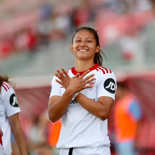 Celebración de Andrea Álvarez ante el Espanyol - Sevilla FC