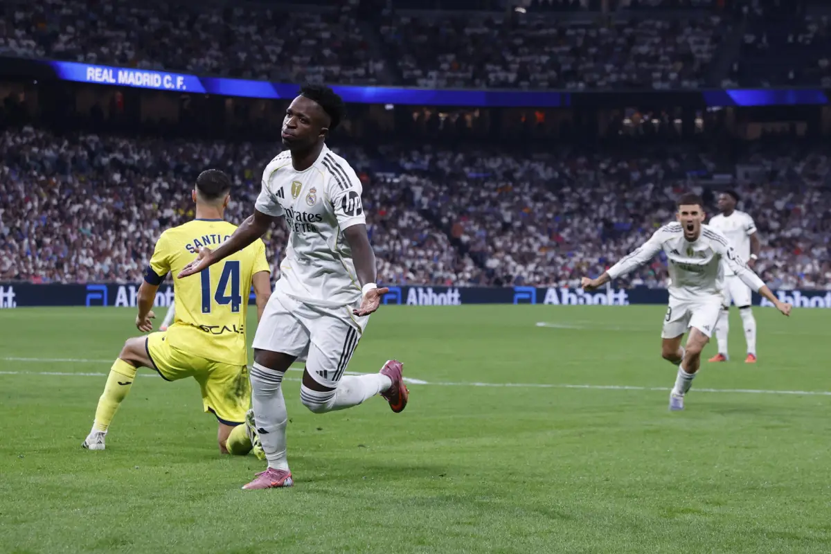 Celebración de Vinícius ante el Villarreal - EFE