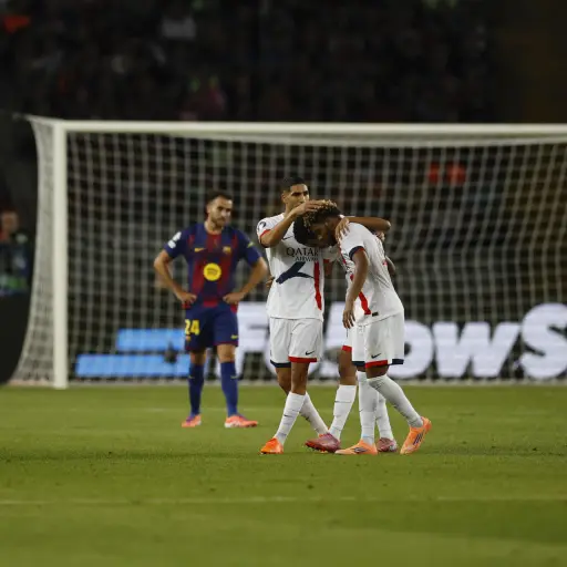Celebración del PSG ante el Barça - EFE