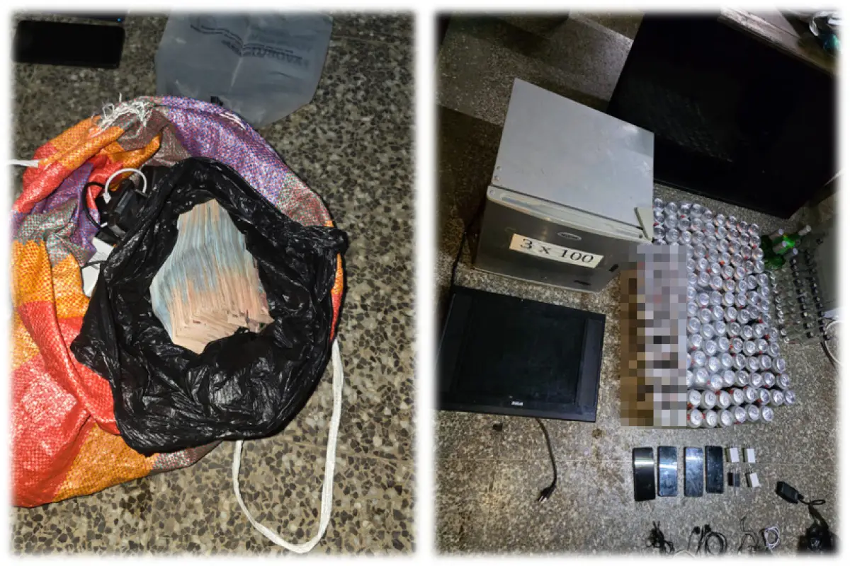 Parte de los objetos decomisados durante la requisa en Pavón., PNC