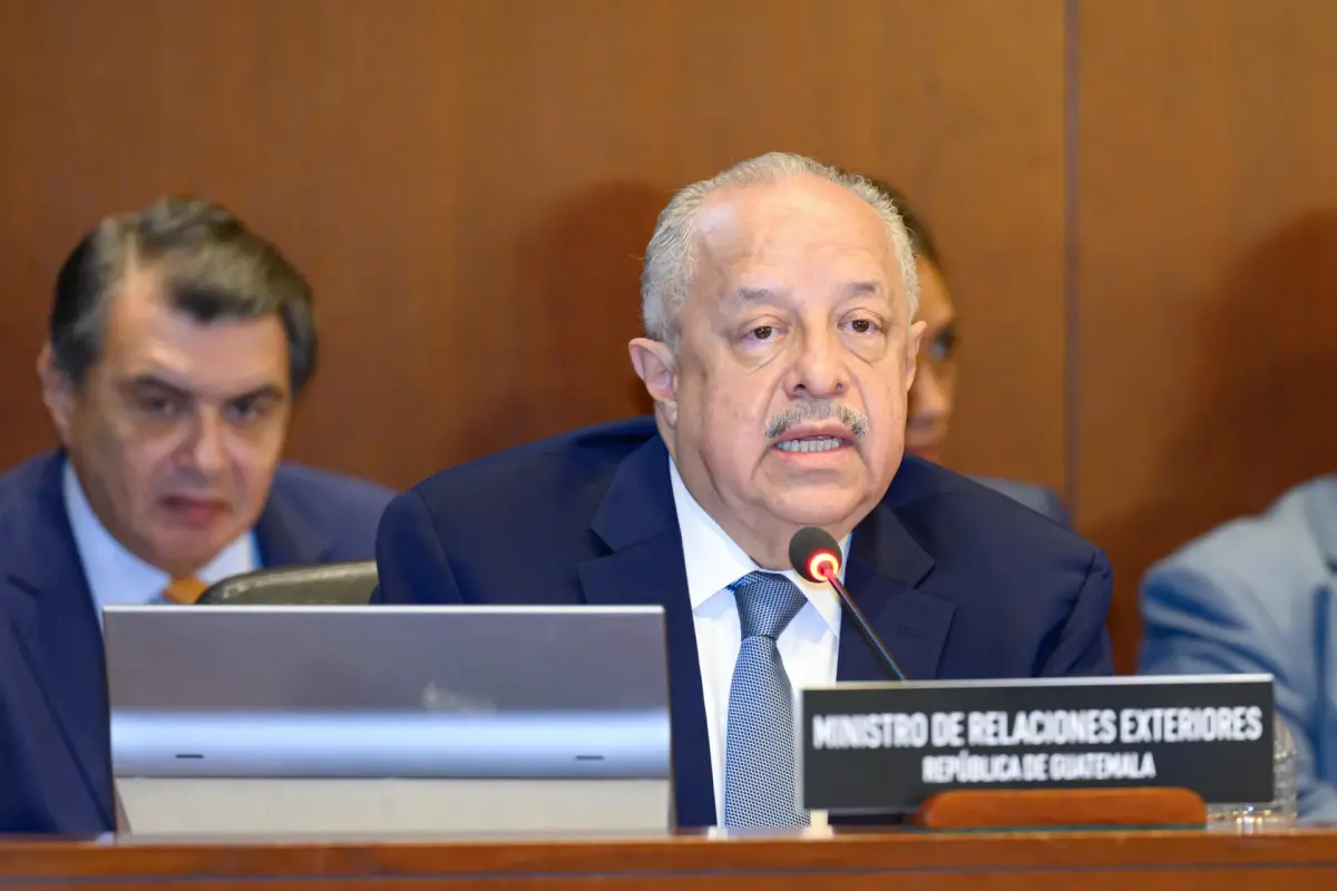 El canciller guatemalteco, Carlos Martínez, expuso ante la OEA la situación de la democracia en el país., EFE