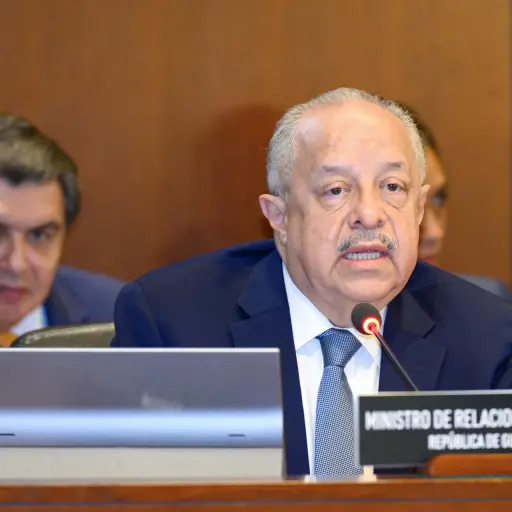 El canciller guatemalteco, Carlos Martínez, expuso ante la OEA la situación de la democracia en el país. ,EFE