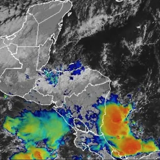 Imagen satelital del acercamiento del primer frente frío en el país. ,Foto Insivumeh