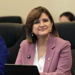 La vicepresidenta Karin Herrera durante una reunión con delegados de encuentro con Copernicus LAC. ,Gobierno de Guatemala
