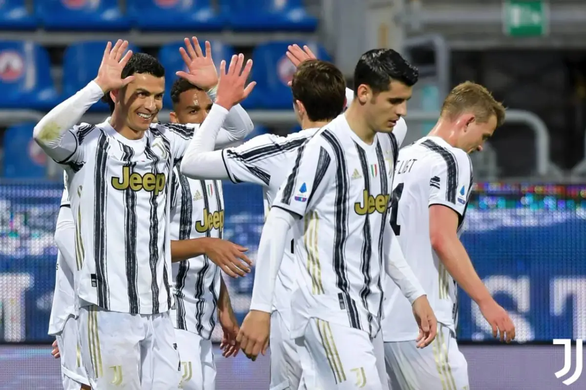 Cristiano Ronaldo festeja uno de los goles en la victoria de la Juventus contra Cagliari., Juventus FC