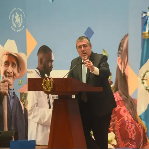 El presidente Bernardo Arévalo durante la conferencia de prensa 