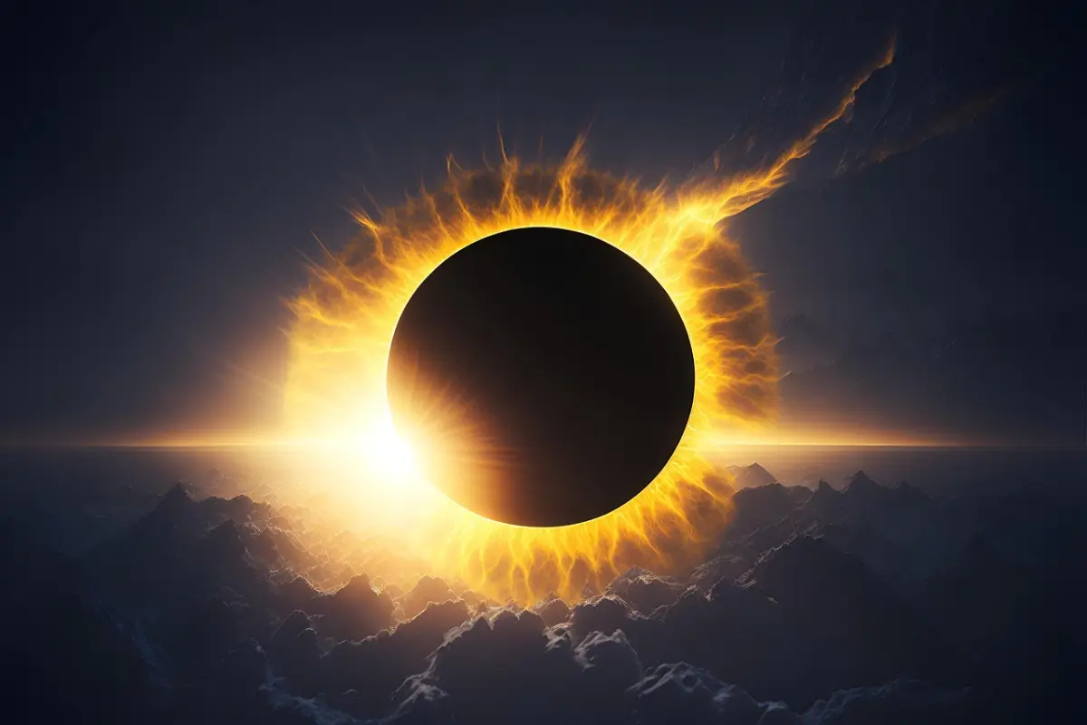 ai generado, eclipse, sol, luna, solar, espacio, naturaleza, universo, astronomía, Pixabay