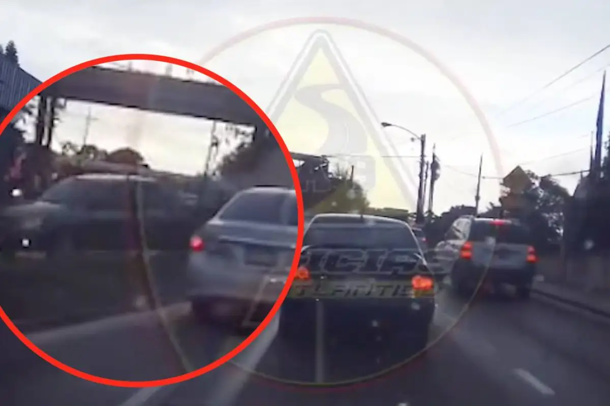 Video viral revela imprudencia al volante que casi deja tragedia en zona 2., Captura de pantalla video X.
