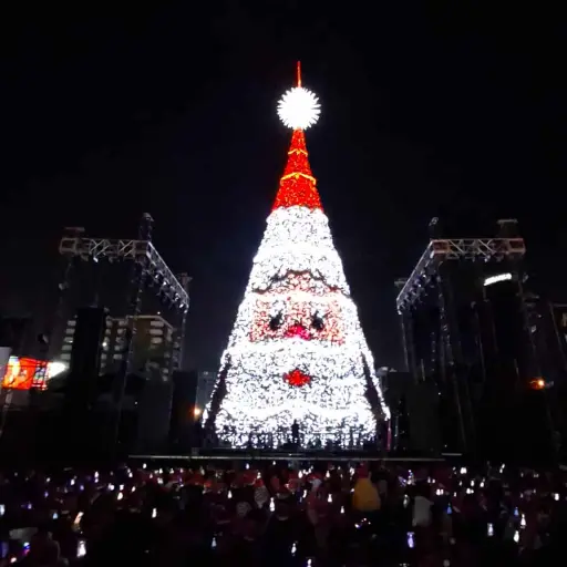El encendido del Árbol Gallo deslumbró a todos los presentes en la Plaza del Obelisco. ,Alex Meoño 