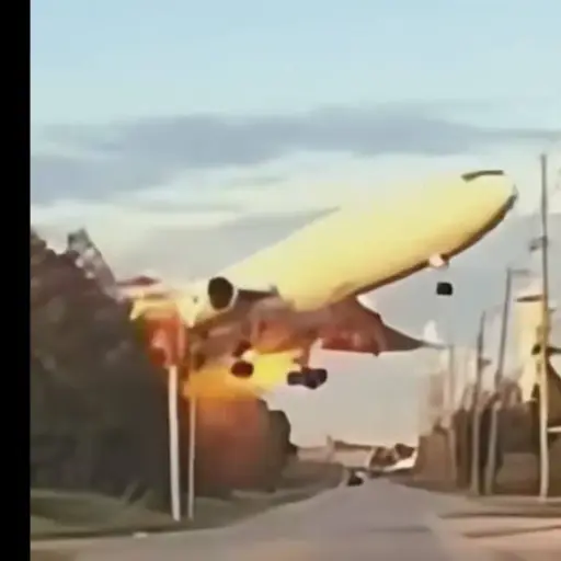 El conductor de un vehículo captó el accidente aéreo.  ,Captura de pantalla