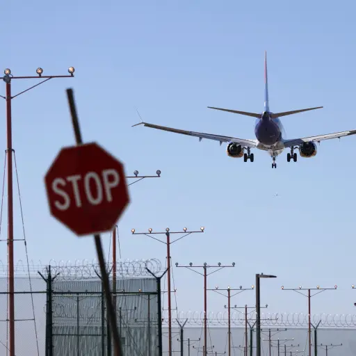 Un avión desciende para aterrizar en el Aeropuerto Internacional de Los Ángeles (LAX) en Los Ángeles, California, EE.UU.  ,Foto EFE