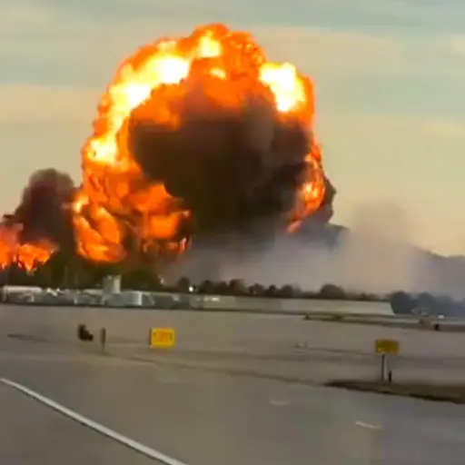 Captura de video tomada de rastreo de redes que muestra el momento de la explosión de un avión de la empresa UPS. ,Foto EFE