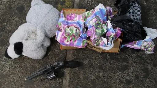 evólver dentro de caja de regalo alerta a vecinos. ,PNC