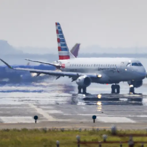 Vuelo de American Eagle mientras realiza el rodaje en el Aeropuerto Nacional Ronald Reagan de Washington.  ,Foto EFE