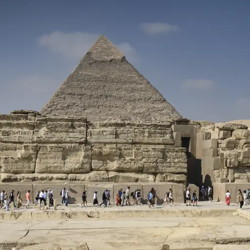 Los turistas visitan la meseta de Guiza. ,Foto EFE