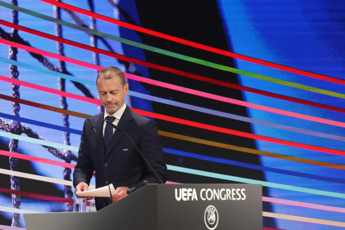 Fotografía de Andrej Cukic, en la que puede verse en una imagen de archivo del 3 de abril de 2025 al presidente de la UEFA, Aleksander Ceferin, EFE