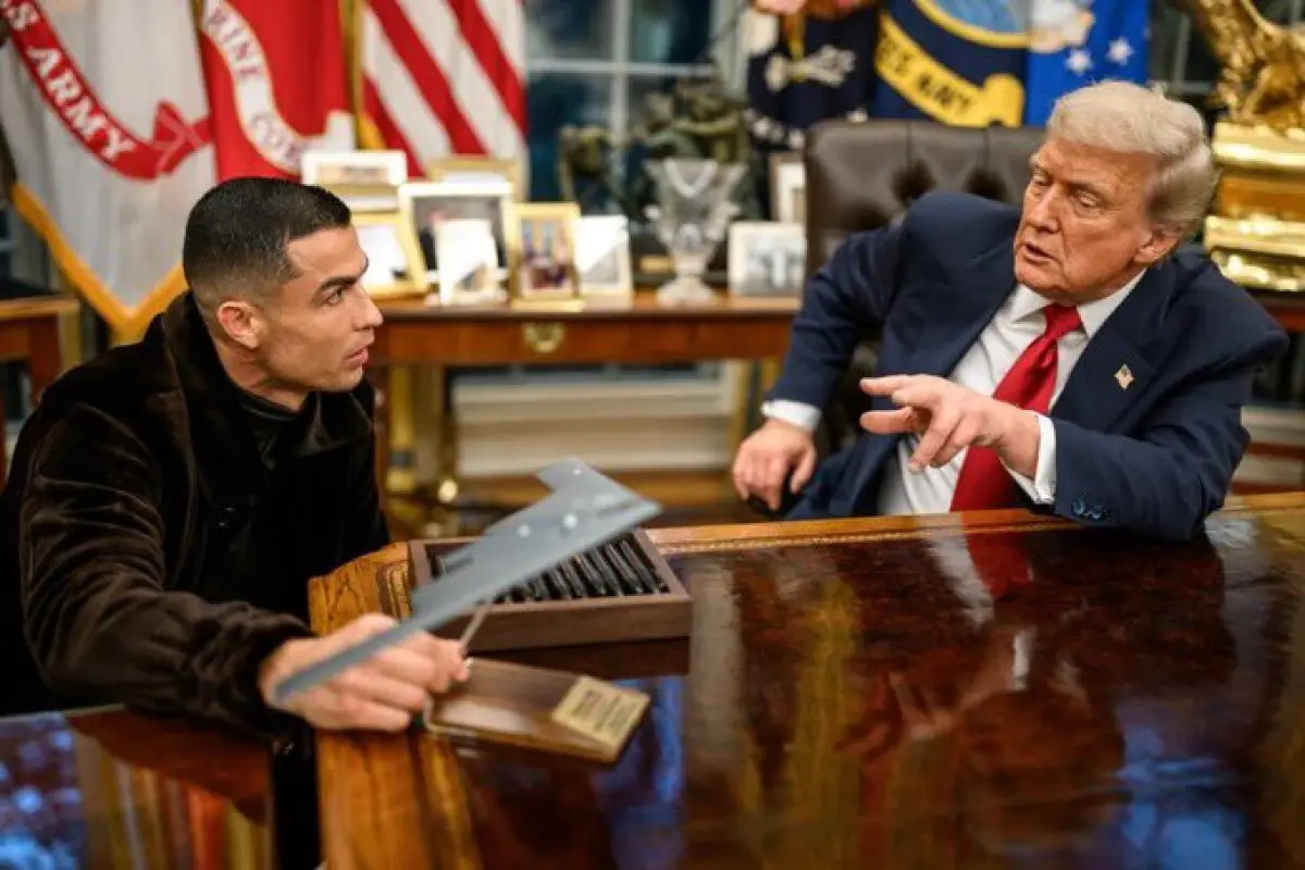 Cristiano Ronaldo con Donald Trump en la Casa Blanca. , Redes sociales.