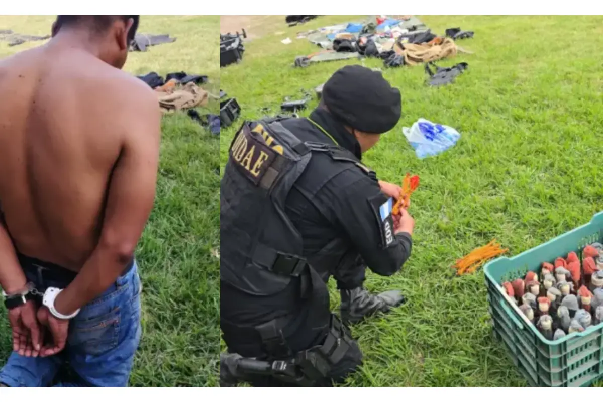 Un capturado y armas decomisadas tras operativo en Huehuetenango.,
