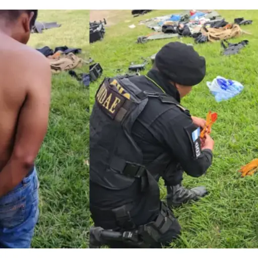 Un capturado y armas decomisadas tras operativo en Huehuetenango. ,