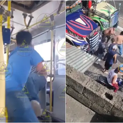 Violencia en el transporte colectivo. ,Captura de pantalla video Facebook.