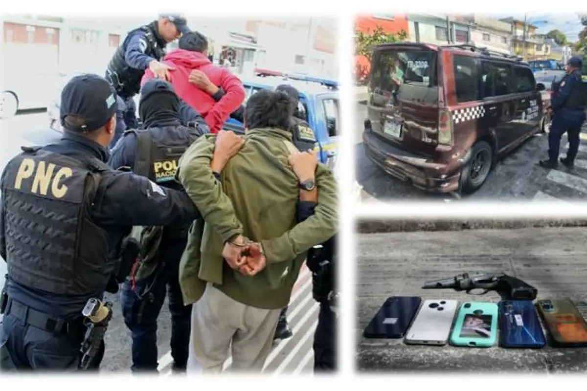 Los presuntos asaltantes fueron detenidos en un sector de la zona 12 capitalina., PNC