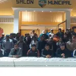 Medios locales emitieron la conferencia de prensa desde el Salón Municipal de Nahualá. ,Captura de pantalla. 