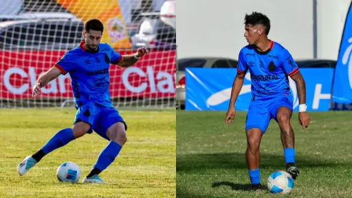 Nicolás Samayoa y Rudy Muñoz en acciones durante el juego ante Achuapa 