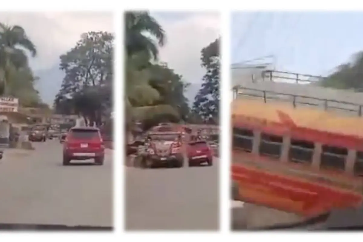 Video captó un accidente de bus en Huehuetenango., redes sociales