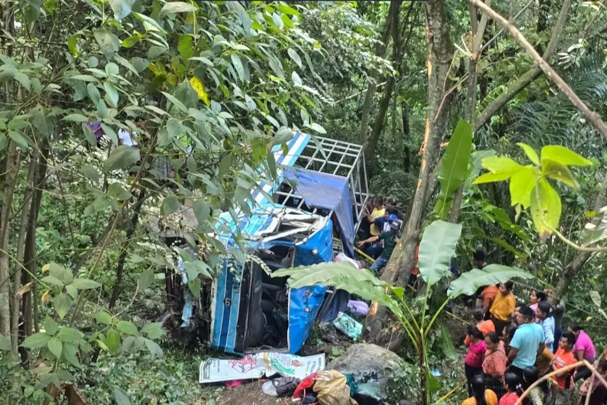 El vehiculo de transporte pesado cayó varios metros a una hondonada., Bomberos Municipales Departamentales.