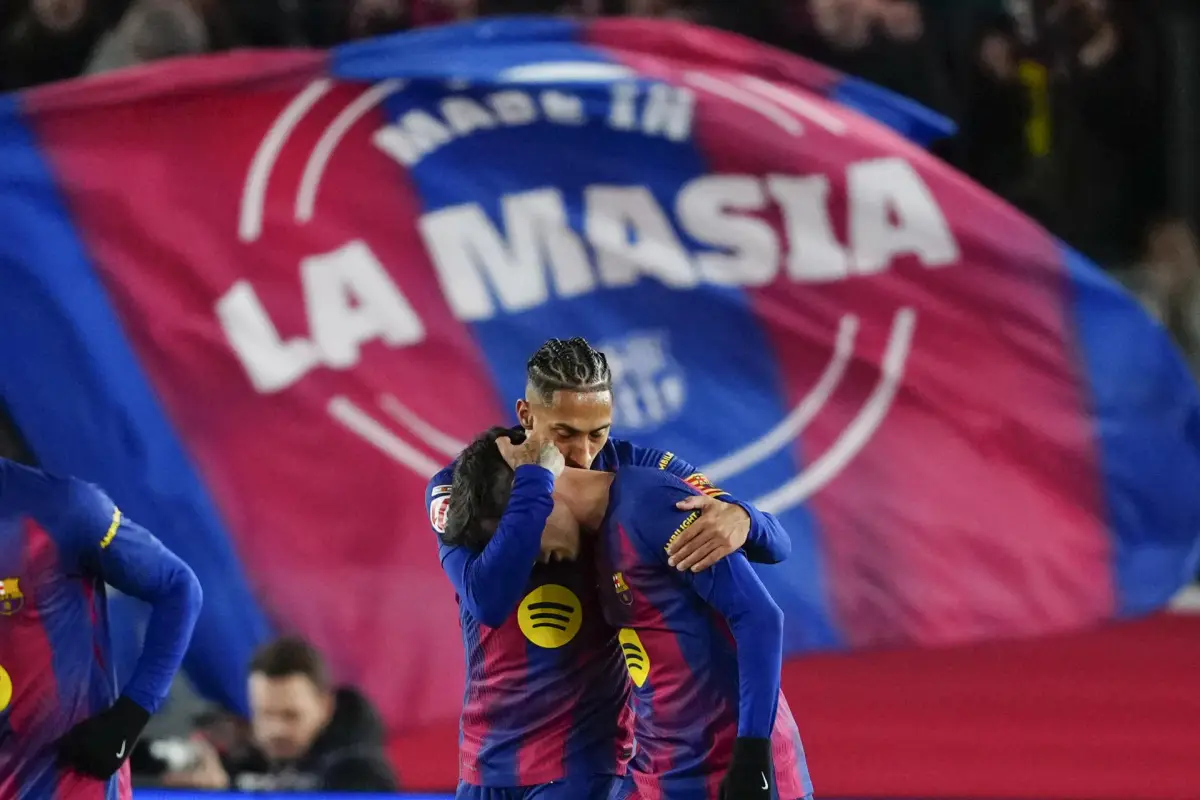 Celebración de Raphinha ante el Atlético de Madrid - EFE