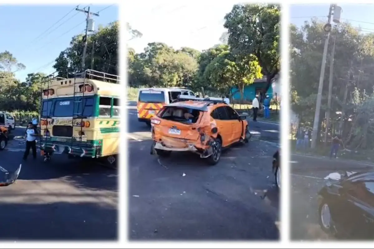 Cuatro vehículos livianos y un bus se vieron involucrados en el accidente en la ruta de Escuintla a Siquinalá., Medios locales