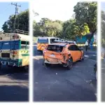 Cuatro vehículos livianos y un bus se vieron involucrados en el accidente en la ruta de Escuintla a Siquinalá. ,Medios locales