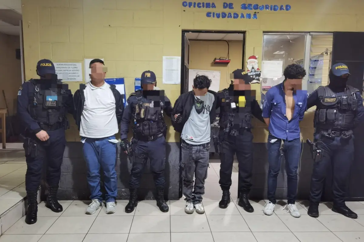 Tres de los detenidos fueron sorprendidos en Masagua, Escuintla., PNC de Guatemala.