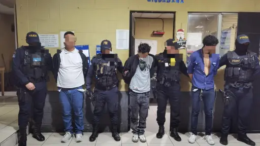 Tres de los detenidos fueron sorprendidos en Masagua, Escuintla. ,PNC de Guatemala.