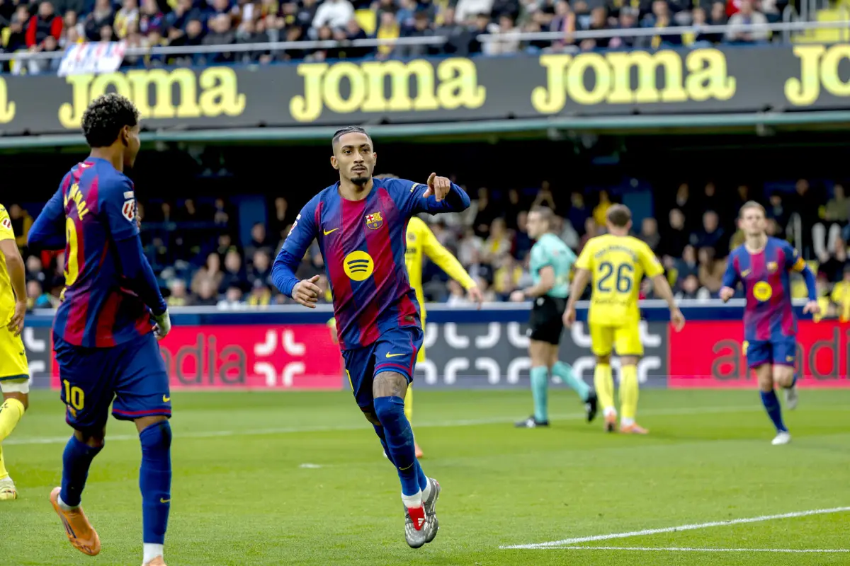 Celebración de Raphinha ante el Villarreal - EFE