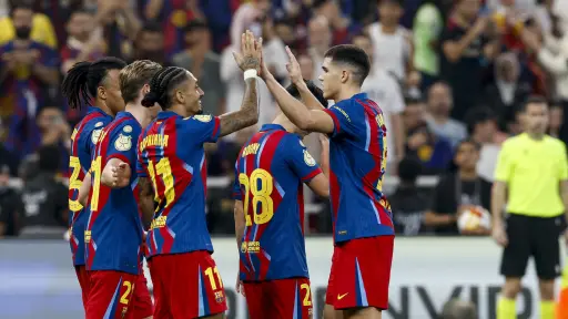 Celebración del Barcelona ante el Athletic Club en la semifinal de la Supercopa de España - EFE