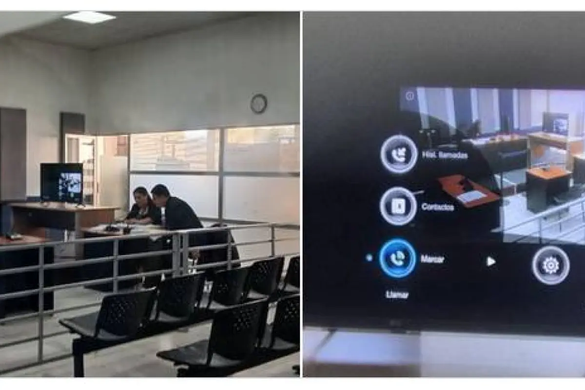 La sala e imágenes de conexión por videoconferencia para audiencia de implicados en ataques contra la PNC., Ángel Oliva/EU