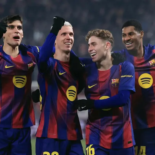 Celebración del FC Barcelona ante el Slavia Praga en Champions League - EFE