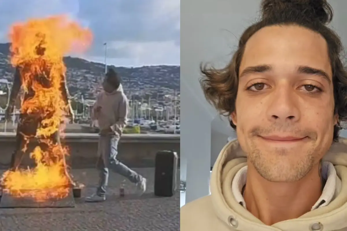 Un hombre incendió la estatua de Cristiano Ronaldo en Maedeira