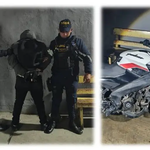 Uno de los presuntos robamotos detenidos en San Miguel Petapa. ,PNC