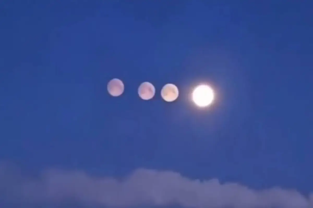 Aparecen cuatro lunas alineadas en el cielo en Rusia, Captura de pantalla de la red social X