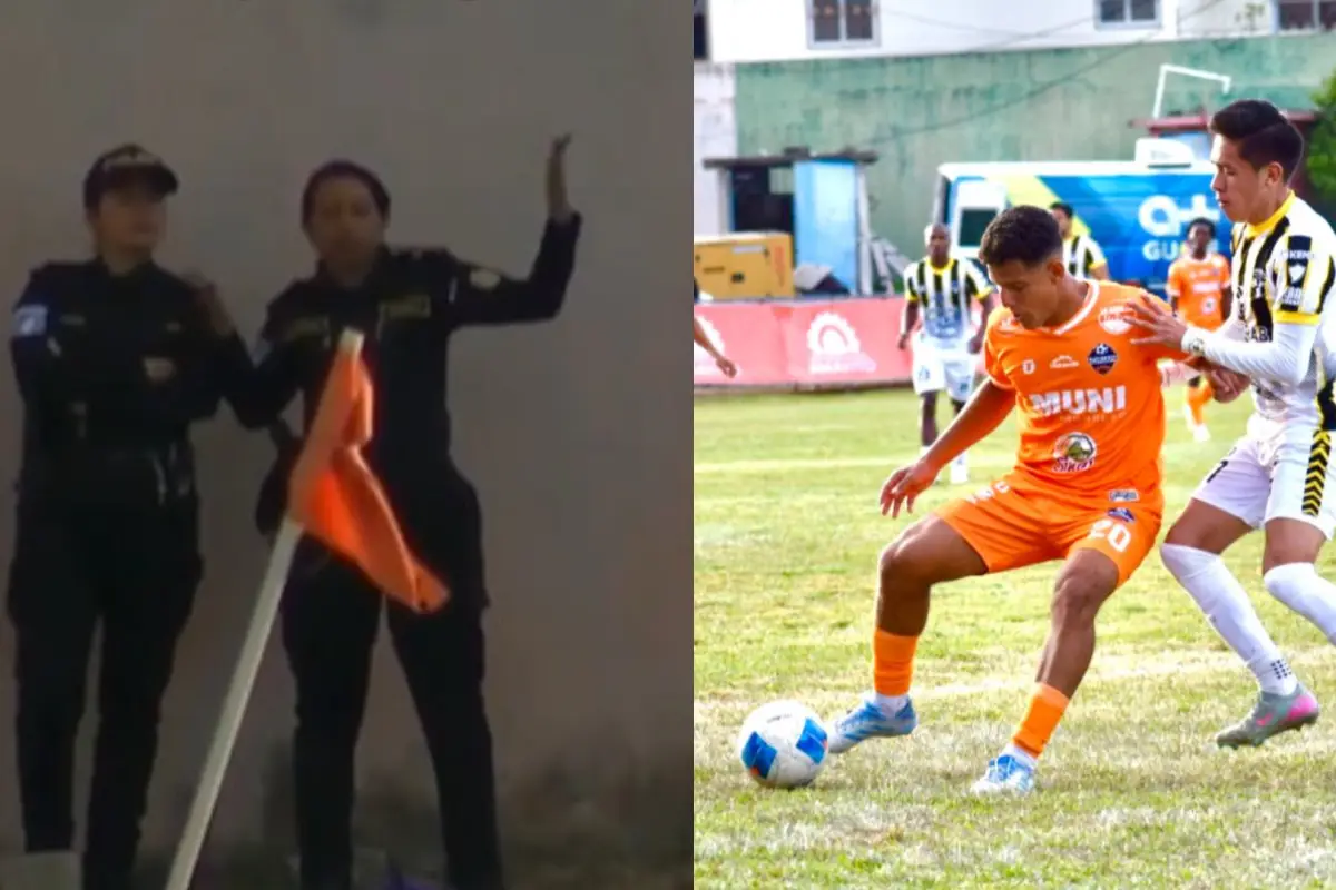 Mujer policía da indicaciones en el Achuapa-Aurora 