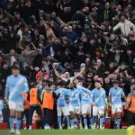 Celebración del Manchester City ante el Liverpool - EFE