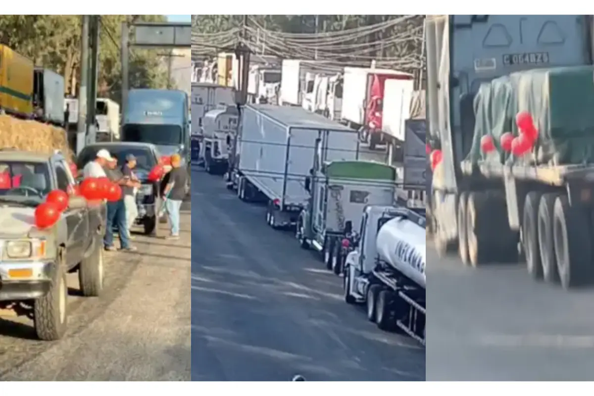 Caravana de transportistas que rechazan alza al precio de combustibles en ruta al Pacífico.,