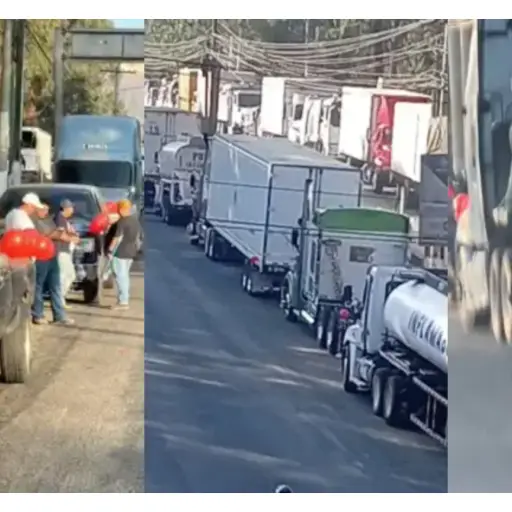 Caravana de transportistas que rechazan alza al precio de combustibles en ruta al Pacífico. ,