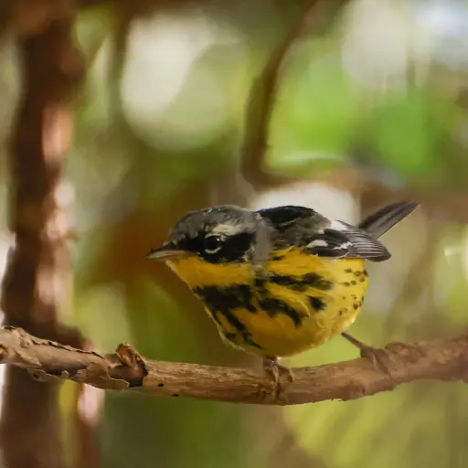 Un ejemplar conocido como Magnolia Warbler fue captado en la Ciudad de Guatemala. , EFE/ Mariano Macz
