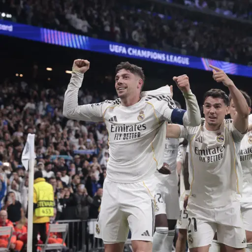 Celebración de Federico Valverde ante el Manchester City - EFE