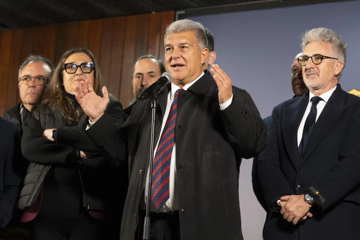 Joan Laporta en una conferencia de prensa previo a las elecciones del Barça - EFE