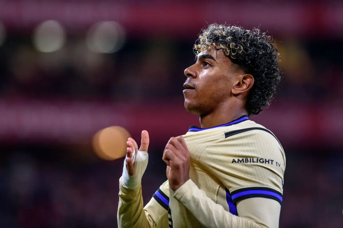 Celebración de Lamine Yamal ante el Athletic Club - EFE